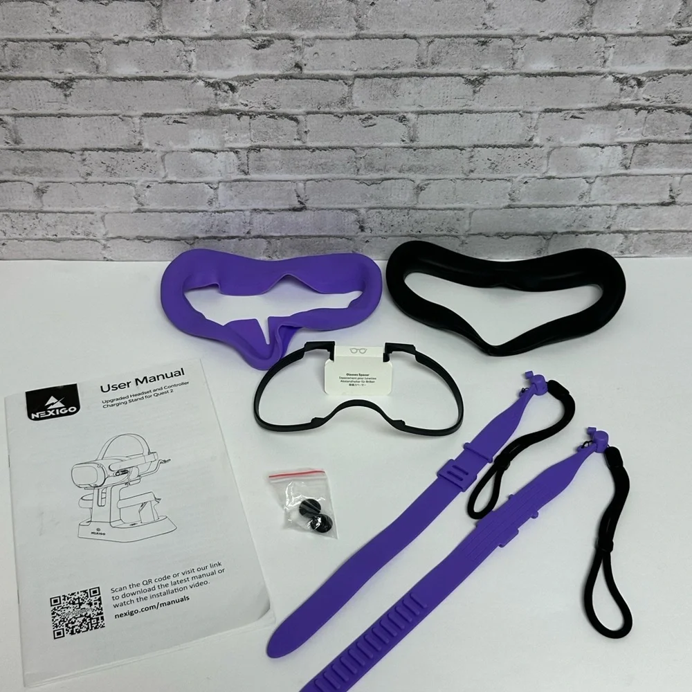 Meta Quest 2 Accessories 2 Batteries Manual Straps Silicone Face Glass Spacer